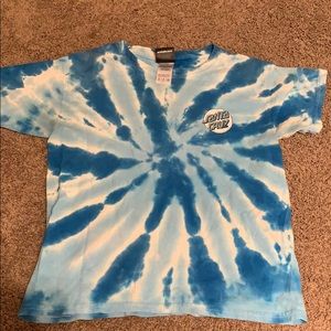 blue/white tye-dye santa cruz tee
